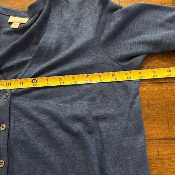 J. Jill Womens Love Linen Blue V-Neck Cardigan Sweater Size Small lightweight - Picture 6 of 9